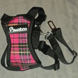 Pawaboo Pink and Black Plaid Dog Car Harness size Medium